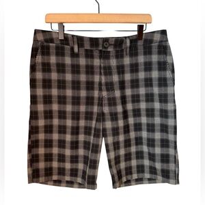Quicksilver Men’s Black White Plaid Cotton Shorts Sz 34 Y2K Skater Golf